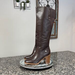 Giani Bernini dark brown leather chunky thick Heeled Boots NEW 9